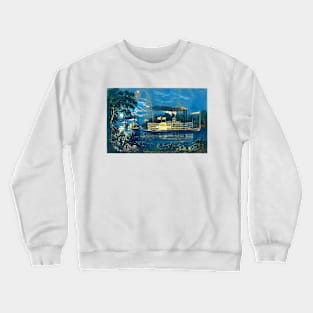 Steamboats on the Mississippi, Rounding a Bend Crewneck Sweatshirt